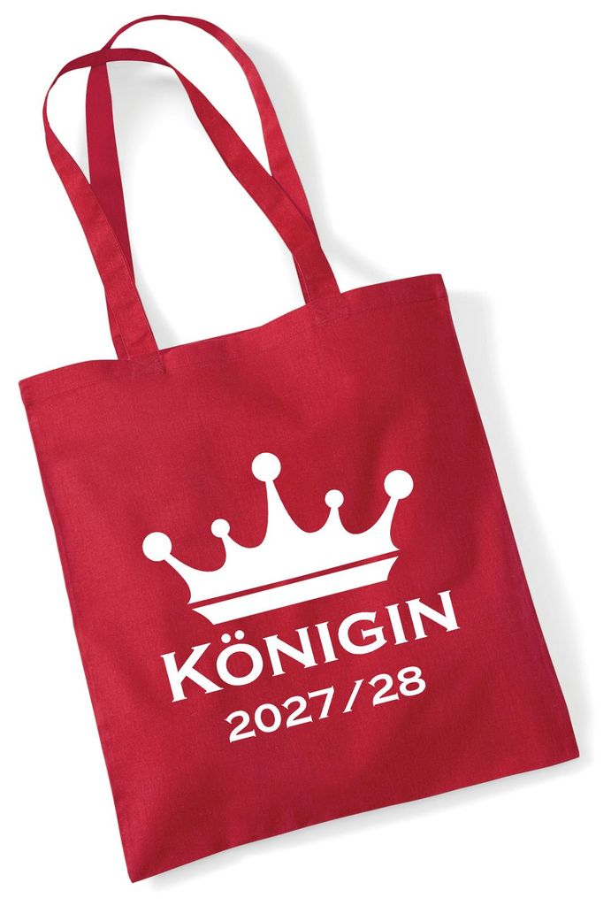 Huuraa Jutebeutel Königin 2027/28 Krone Schüztenkönigin 10 Liter Classic Red Baumwolle Tasche Geschenkidee
