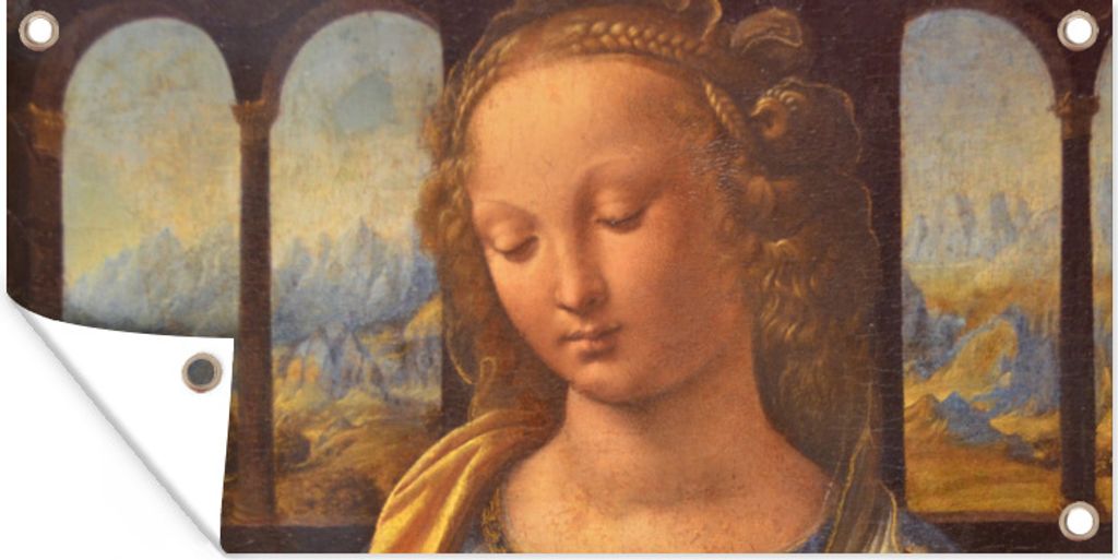 MuchoWow 160x80 cm Outdoor-Poster Gartendeko Sichtschutz Garten Poster für den Garten Madonna mit der Nelke - Leonardo da Vinci
