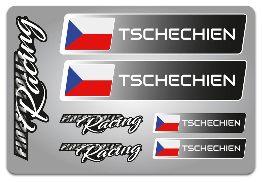 4er Set Länderfahnen Aufkleber – Flaggen Sticker für Auto, Fahrrad, Motorrad & Helm R156-29 Tschechien