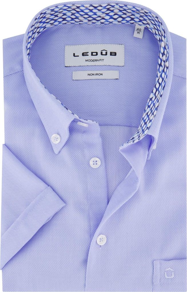 Ledub Hemd Modern Fit Kurzarm hellblau