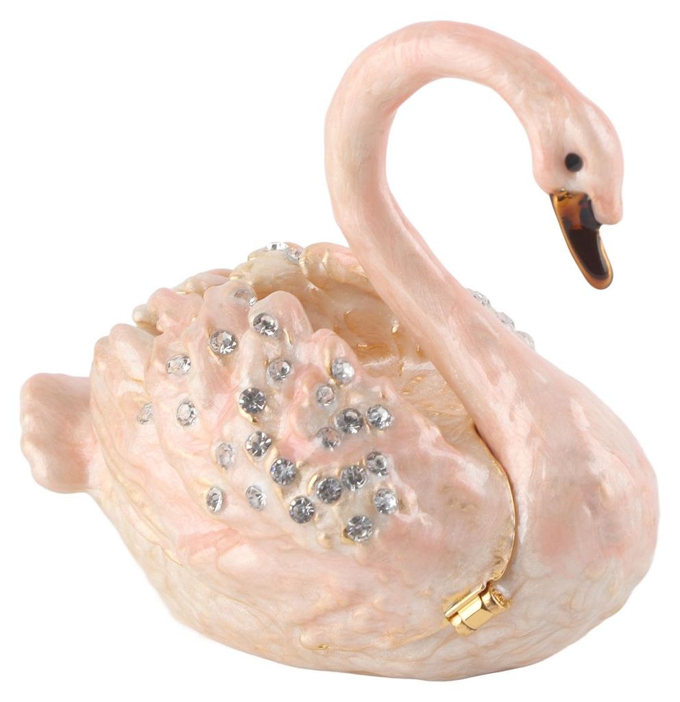 Schwanen-Schmuckkästchen, exquisiter Emaille-Lackierungsprozess, eingelegte Strasssteine, magnetische Schnalle, Design, Schmuck