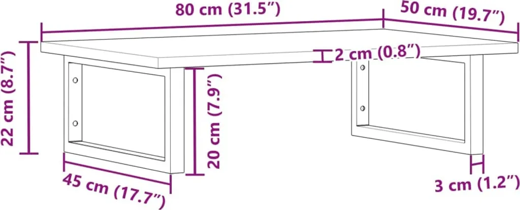 SYFAX Top Bagno Sospeso: Supporto Lavabo in Acciaio e Acacia - 10