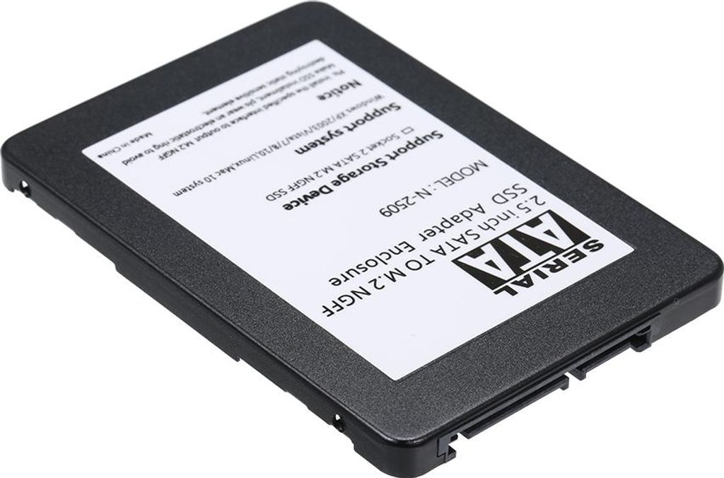 Schwarzes Metall-SSD-Gehäuse M.2 NGFF SSD auf 22Pin 2.5'' 2280 SATA Adapterkarte 7mm Höhe (ohne Festplatte)