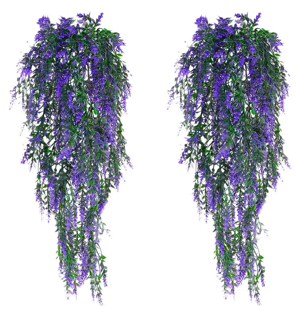 Lot de 2 Plantes Artificielles Suspendues 77 cm Réalistes pour Extérieur