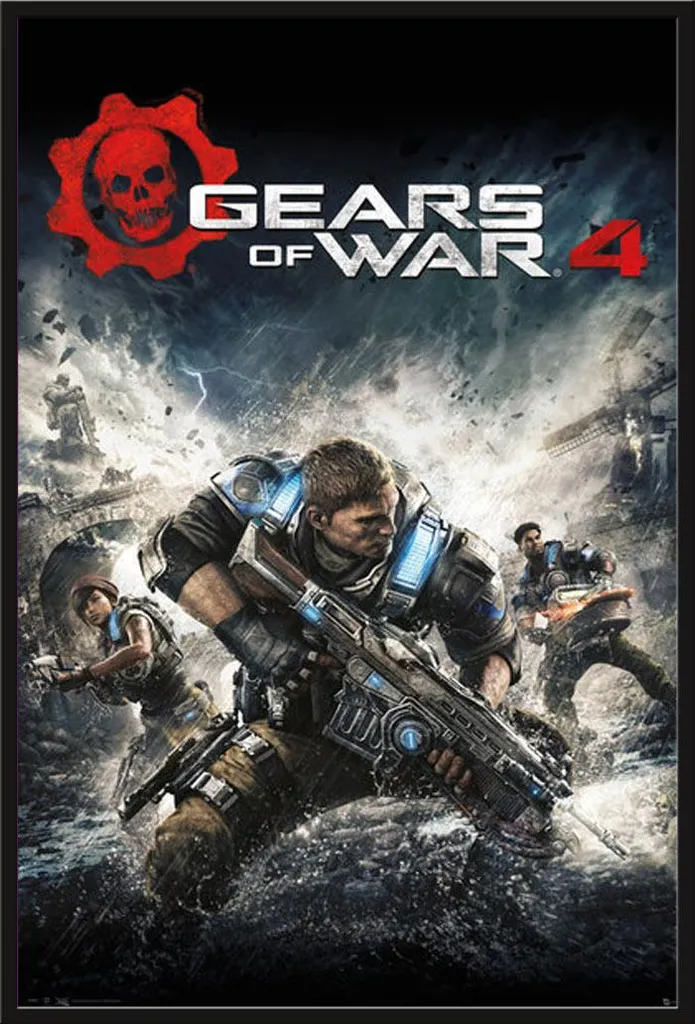 Poster Gears Of War 4 encadré sous verre acrylique cadre noir Shinsuke