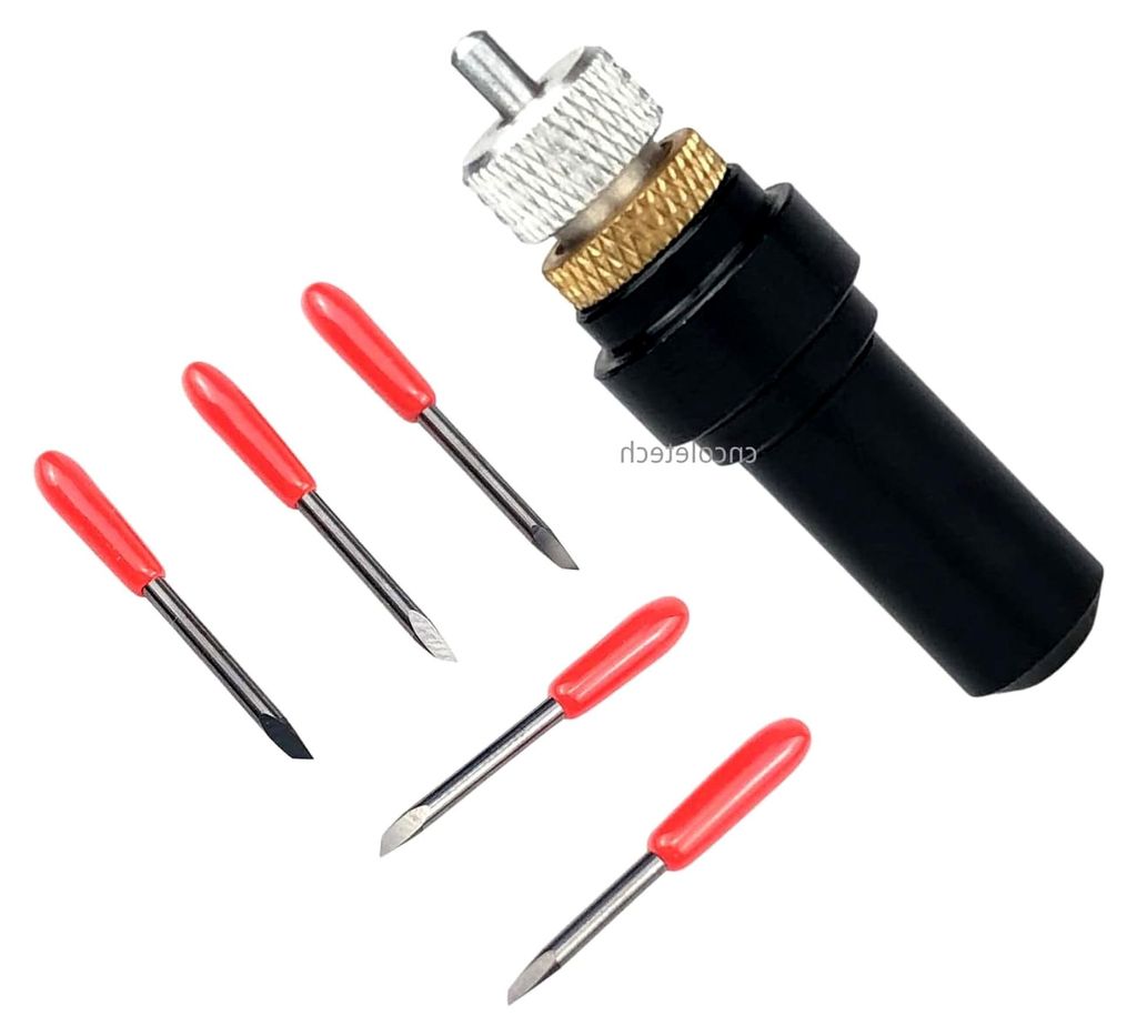 Plotterhalter aus Vinyl mit Schneiderklingen in 30, 45 und 60 Grad für Summa Cutter Plotter, 5x 45-Grad-Klingen und 1 Klingenhalter