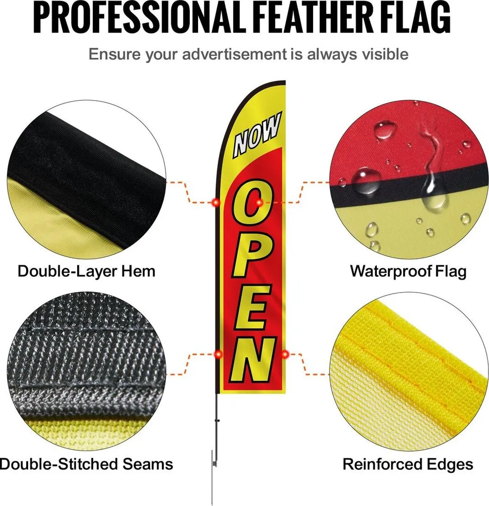 Oriflamme Publicitaire Extérieur - Pack de 2 Drapeaux Open et Welcome Pro - 6