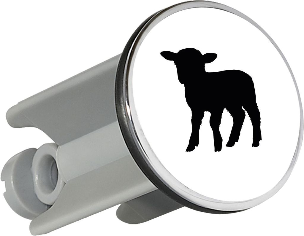 Huuraa Waschbeckenstöpsel Lamm Silhouette 4cm höhenverstellbar Abflussstopfen Geschenkidee