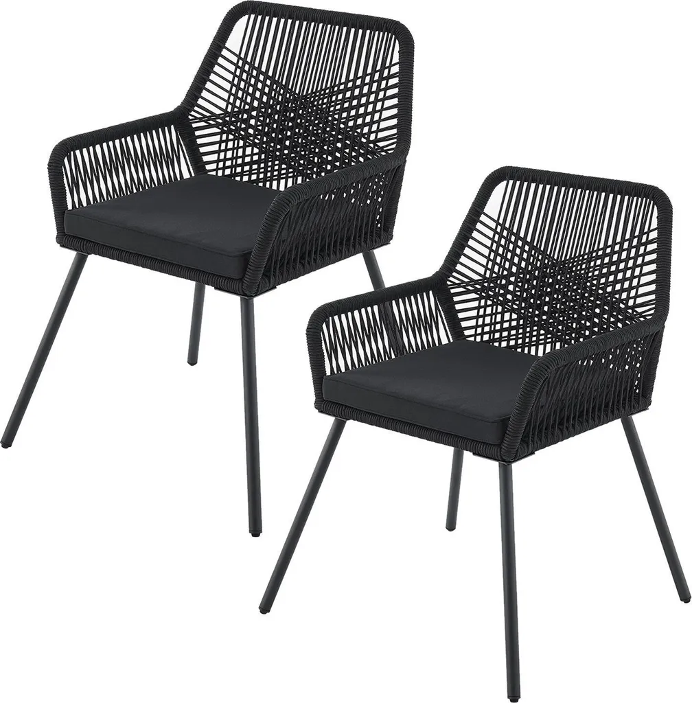 Juskys Kastos Set 2 Sedie Giardino | Portata 150kg Acciaio Nero
