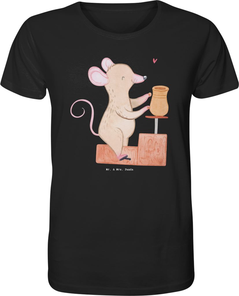 Mr. & Mrs. Panda T-Shirt Maus Töpfern Größe L - Schwarz - Geschenk, Oberteil, Töpferei, Shirt, Herren-T-Shirt, Töpferkurs, Tshirt, Herren
