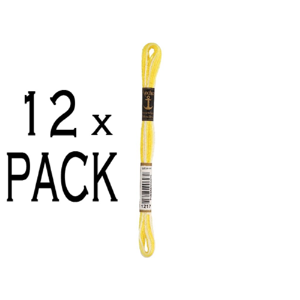 12x Anchor Sticktwist 8m, gelb ombre, Baumwolle, Farbe 1217, 6-fädig, VPE