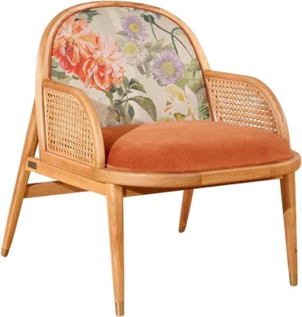 Eichenstuhl, Geflecht und Samt