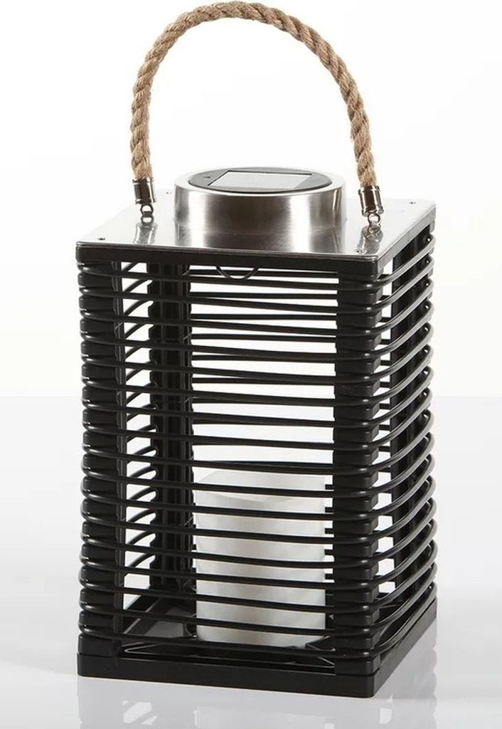 LED Solar Garten Laterne eckig 28 cm Rattan Optik Outdoor Leuchte für Balkon Terrasse