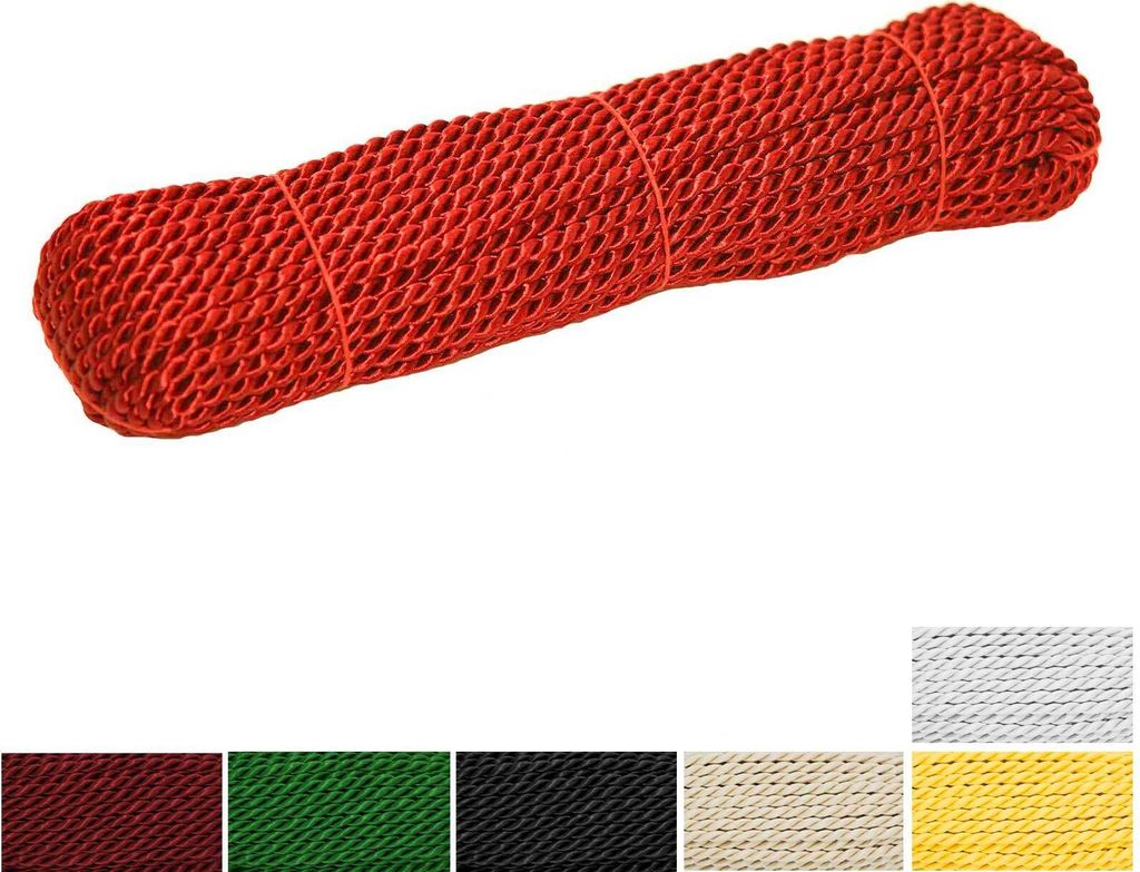 25m Satinkordel gedreht glänzend Seil Kordel Schnur Zierkordel Atlasschnur Variantenwahl, Farbe:rot