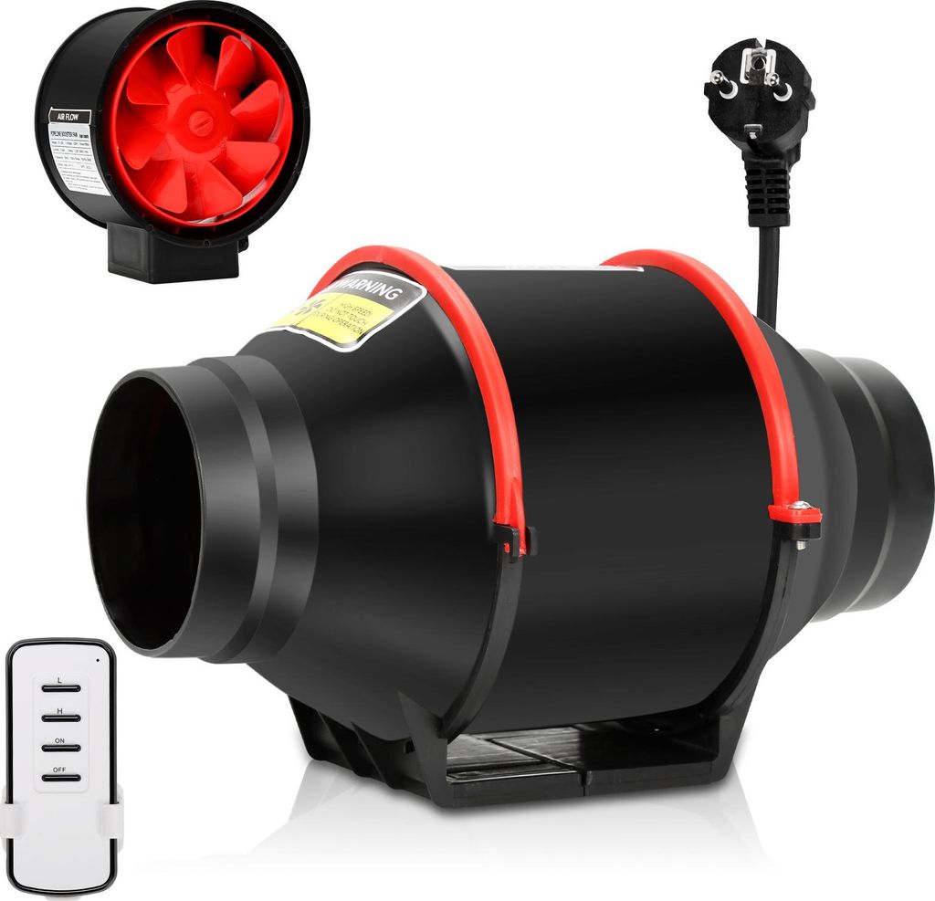 Izrielar Rohrventilator 100mm Bad Lüfter mit Fernbedienung Lüfter Leise Wandlüfter Abluftventilator Bad-Ventilator