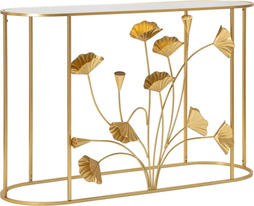 Table console design doré finition Or Flow Gold 120x80x40cm style moderne