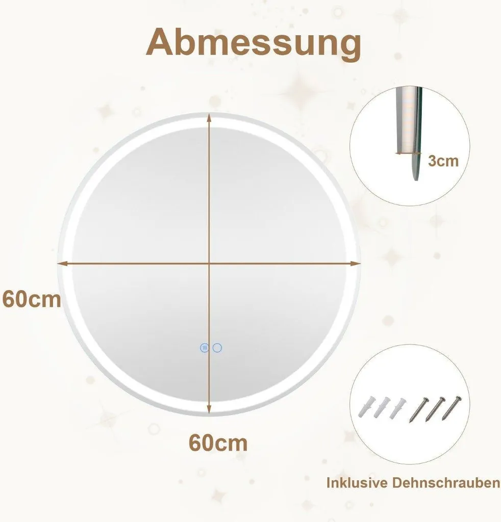 Miroir LED 60 cm Antibuée à Double Éclairage : Design et Performance - 3