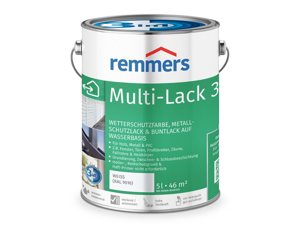 Remmers Multi-Lack 3in1 weiß (RAL 9016) 5 l, Lackfarbe Produktbild 