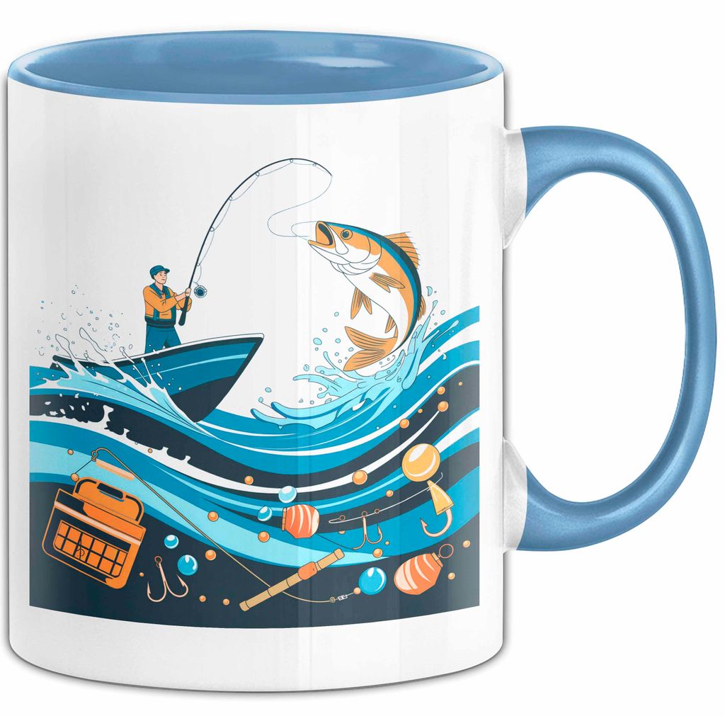 Angler Tasse Geschenk Lustige Geschenkidee Spruch Für Angel Liebhaber (Blau)