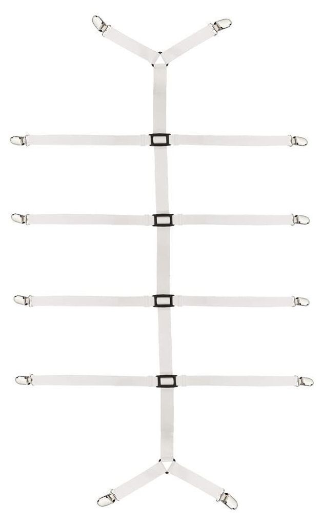 Verstellbare Spannbettlakenhalter, Matratzenhalter, elastische Spannbettlakenhalter mit Metallclips für Bettlaken, Matratzen oder Sofas (weiß)
