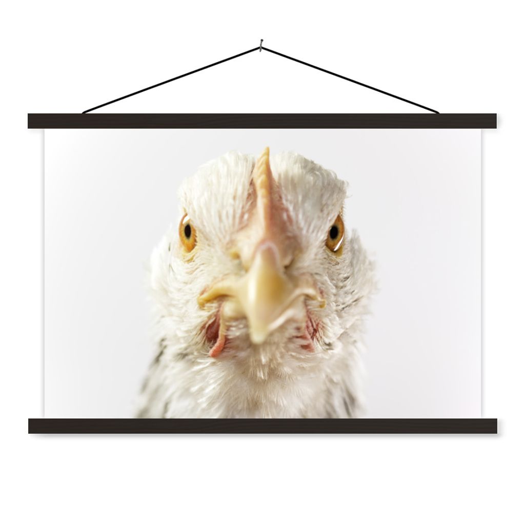 MuchoWow Textilposter Huhn - Vogel - Schnabel 60x40 cm mit schwarzem Rahmen - Hölzernes