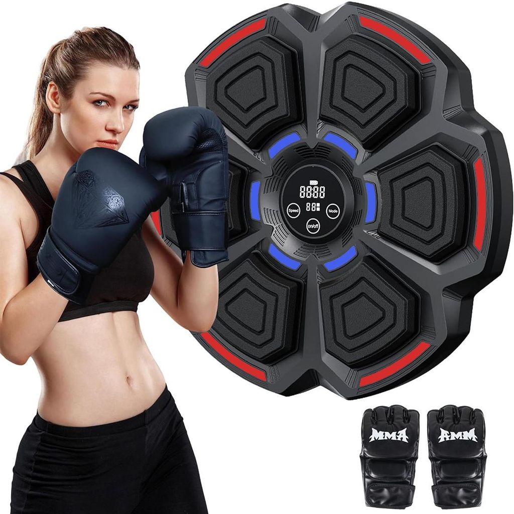 Musik Box Automat für Boxtraining,Wandmontage Boxmaschine mit Bluetooth,Modusanpassung,Boxhandschuhe,Schlagpolster für Zuhause Fitnessstudio
