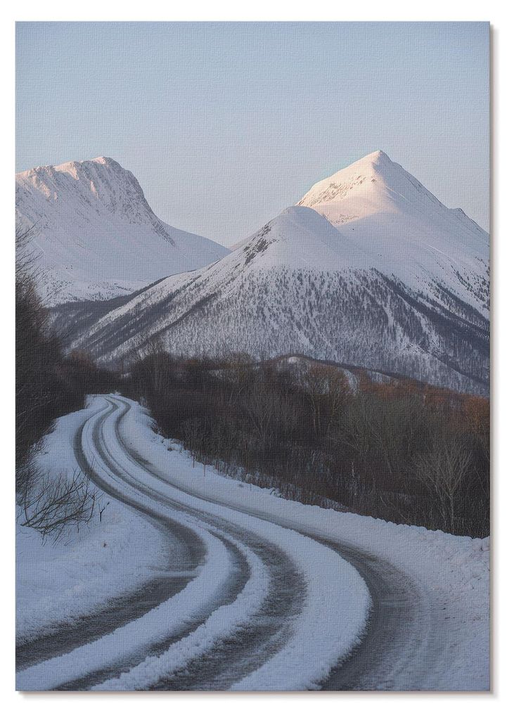 POSTER - 59x84 cm (A1) - And - Winterlandschaft, Berge, Straßenkurven, Schönheit - Wandbild für Wohnzimmer Schlafzimmer & Flur, Modernes Poster ...