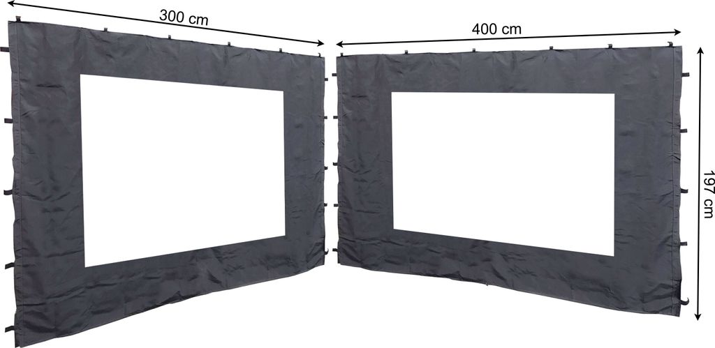 2 Seitenteile mit PE Fenster 300/400x197cm für Rank Produktbild 