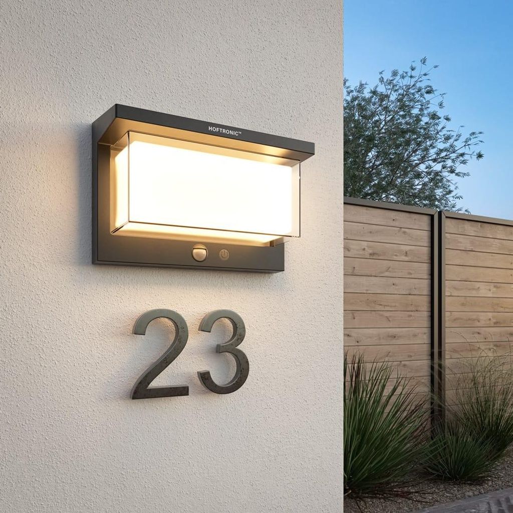 HOFTRONIC LED Solar Wandleuchte 1000 Lumen 2700K IP65 Schwarz