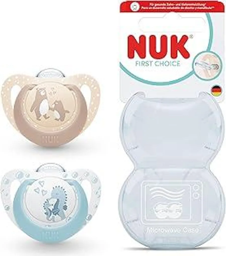 NUK Ciuccio Silicone 0-6m Orsetto Cavalluccio - Salva-Sonno 2 pz
