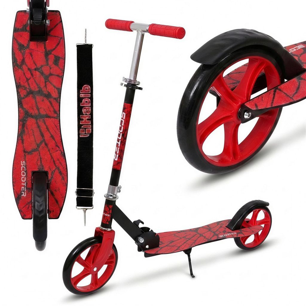 Habib Kickroller mit 205mm XXL Rädern | Klappbar: Rot Produktbild 