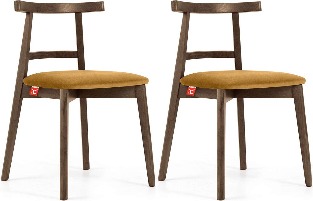 KONSIMO Esstischstühle 2 St "LILIO", Gelb, Buchenholz, Vintage, 47x76,5x45cm