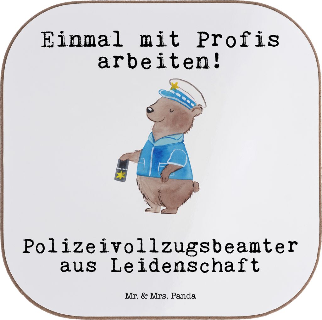 Mr. & Mrs. Panda Tassenuntersetzer Polizeivollzugsbeamter Leidenschaft - Weiß - Geschenk, Untersetzer Glas, gläseruntersetzer, Polizist, Polizei,...