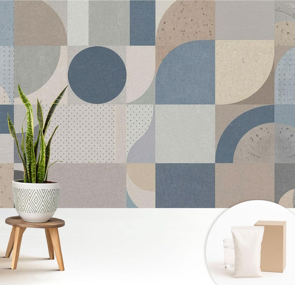 Fototapete - 208x146 cm - Tapete - Wandtapete - Wandbilder - Dekofolie - Tapete Folie - Wand - Dekoration - Wohnzimmer - Geometrisches Mosaik