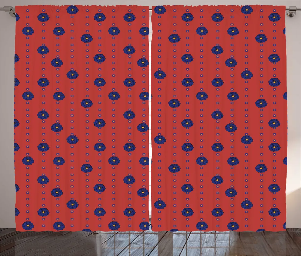 Rideau anti-regards fleurs rustiques pour grandes fenêtres 280x225cm