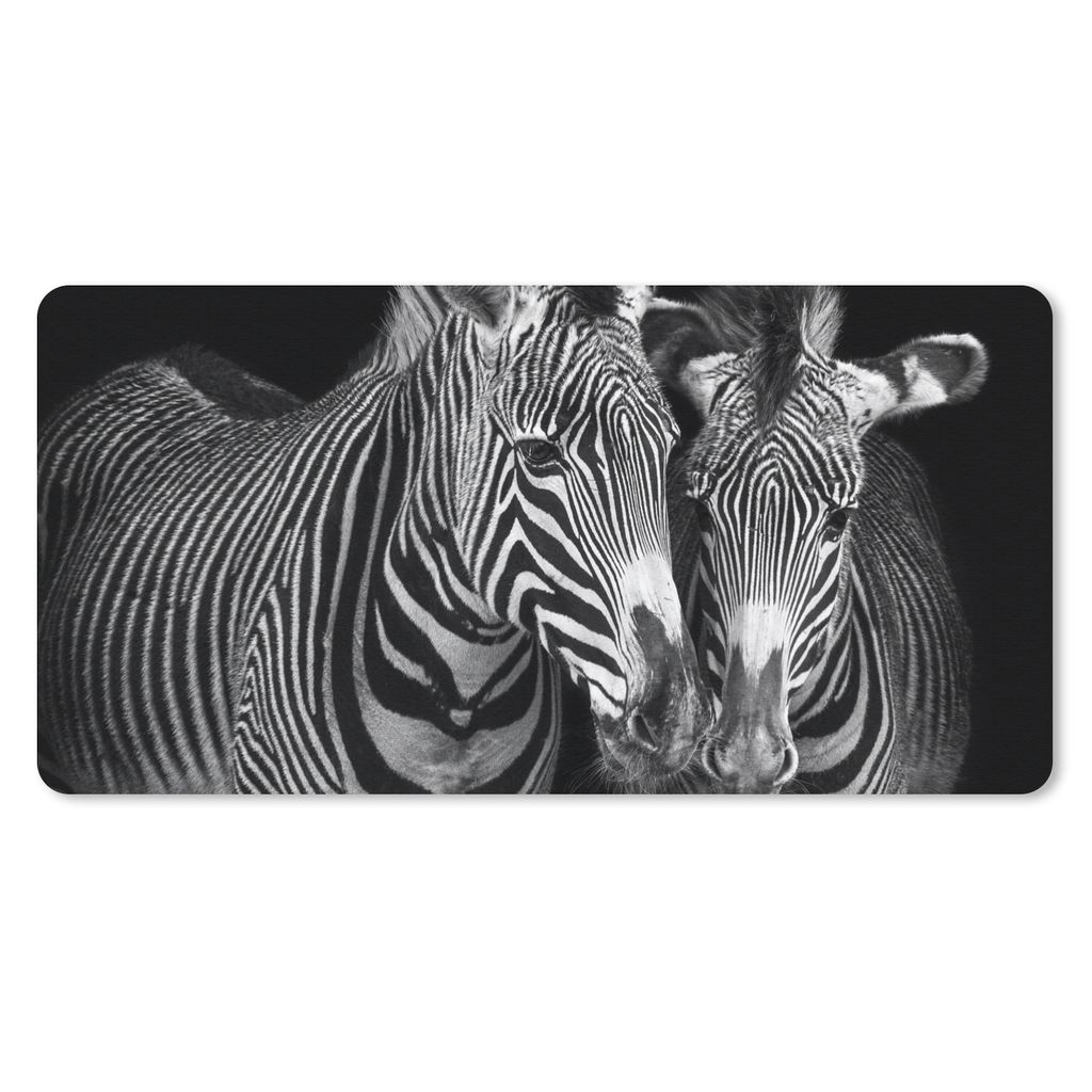 MuchoWow Schreibtischunterlage Tierprofil Zebras in Schwarz und Weiß 80x40 cm - XXL Mauspad - Gaming Mauspad