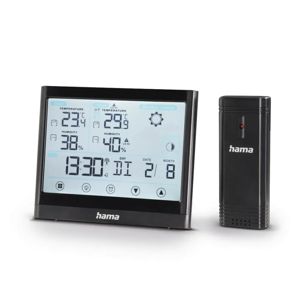 Hama 00186421 Station Météo Tactile Noir - Précision Écran LCD