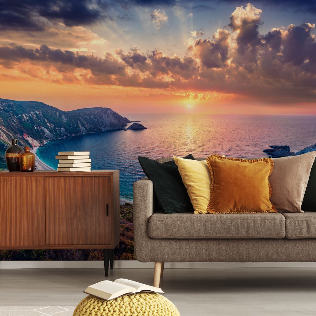 Muralo XXL Selbstklebende FOTOTAPETE Meer SONNENUNTERGANG Landschaft 3D Effekt (B) 416 cm x (H) 290 cm Tapete Wandtapete WOHNZIMMER SCHLAFZIMMER 4615