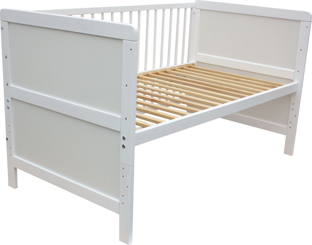 Kinderbett Juniorbett Beistellbett Wiege 140x70cm 4in1 weiß Produktbild 4