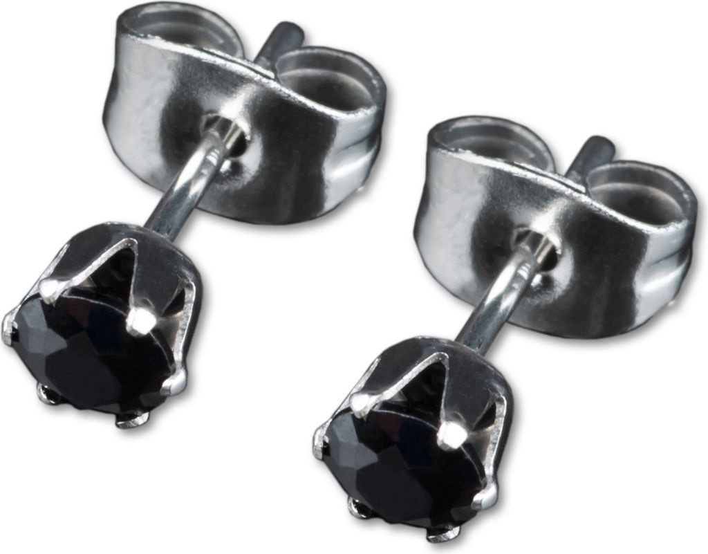 viva-adorno 1 Paar Damen Ohrstecker Ohrringe rund Edelstahl Kristall schwarz WS13,rund klein