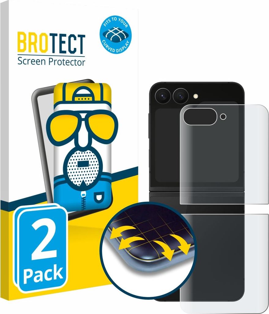 2x BROTECT Fullscreen Schutzfolie für Samsung Galaxy Z Flip 7 FE (Rückseite) Displayschutz Folie Fullcover Matt Entspiegelungsfolie