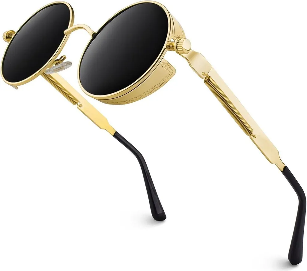 GQUEEN Occhiali da sole polarizzati Steampunk con protezione UV400 al 100%