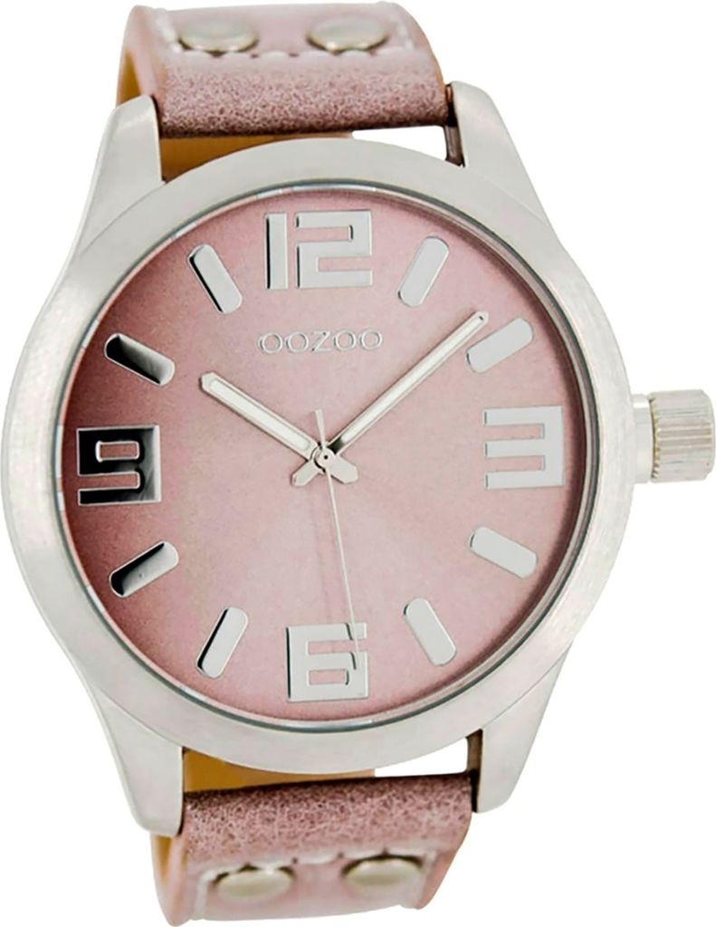 Oozoo Leder Damen Uhr C1058 Analog Quarzuhr Armband rosa Timepieces D2UOC1058A