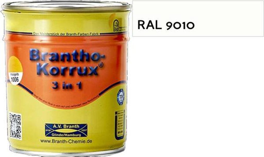 Brantho Korrux "3in1" Rostschutzfarbe 750ml RAL 9010 reinweiß