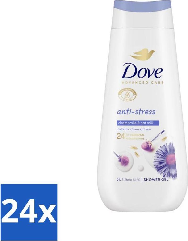 Dove Duschcreme - Anti-Stress - Kamille & Hafermilch - 225 ml - Vorteilspack - 24 Stücke