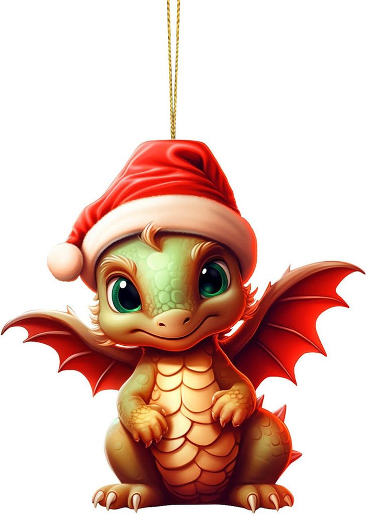 Weihnachtsdrache-Anhänger, Cartoon-Drachenbaby, Acryl, hängendes Ornament, langlebig für festliche Baumdekoration, H