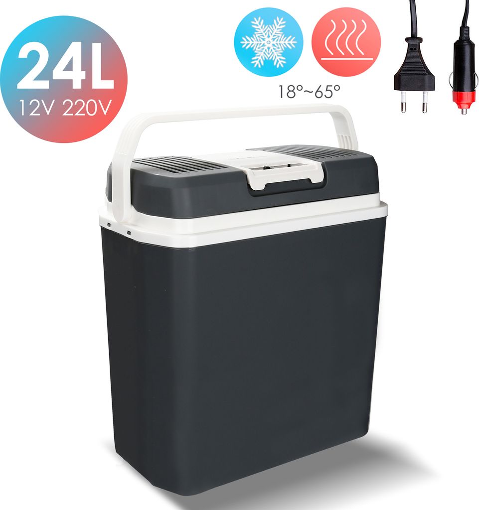 Jopassy Kühlbox Elektrisch 24L Mini-Kühlschrank 230 V und 12 V für KFZ Auto Camping kühlt & wärmt mit ECO-Modus Kühltasche, Isoliertasche, El...