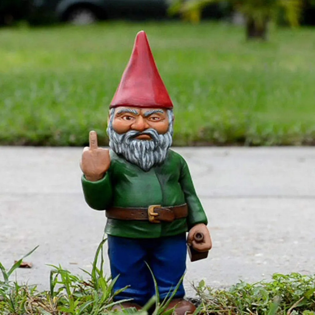 Nain de jardin Va-t'en 15 cm - Statuette décorative rigolote en résine
