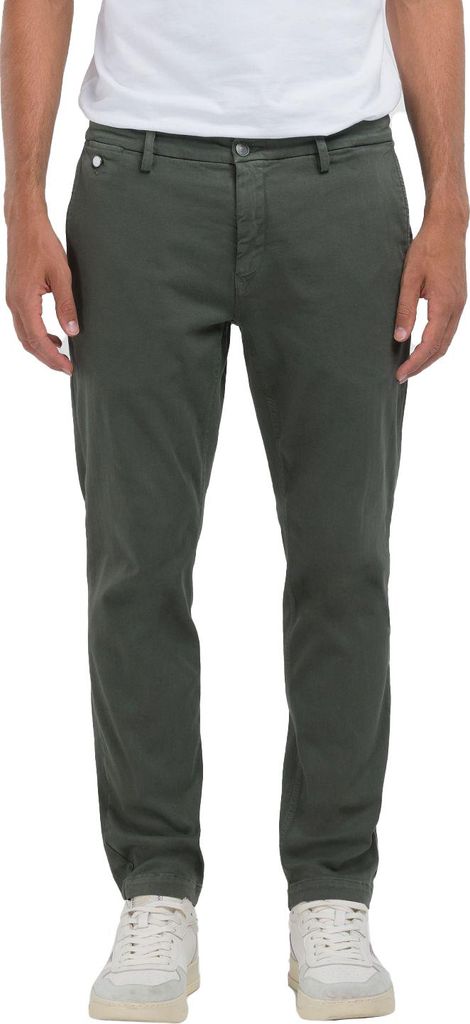 Replay Chino einfarbig grün Baumwolle Benni Regular Fit