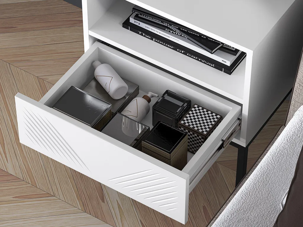 Table de nuit ADELE 3 bicolore pour optimiser le rangement de chambre - 6